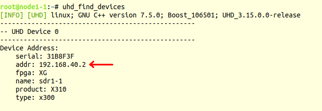 uhd_find_devices output for x310 in sb2
